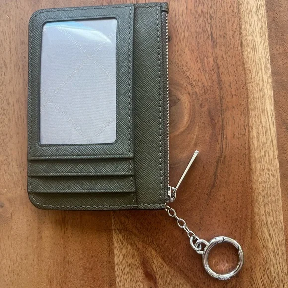 Michael Kors Sage Green Zip Card Holder - Picture 3 of 4